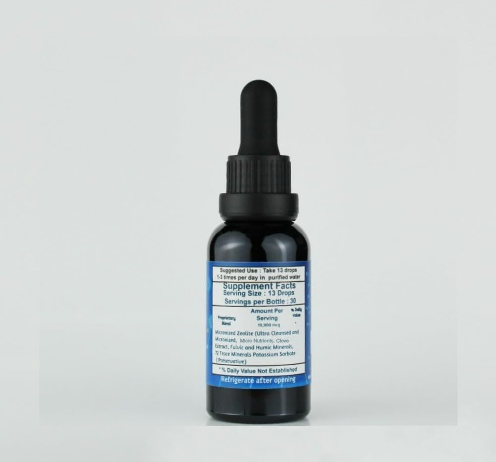 1 oz Glass Bottle Zeolite Fulvic and Humic Acid Liquid Cleanser - Immune & Gut Support - Expires 10/01/27