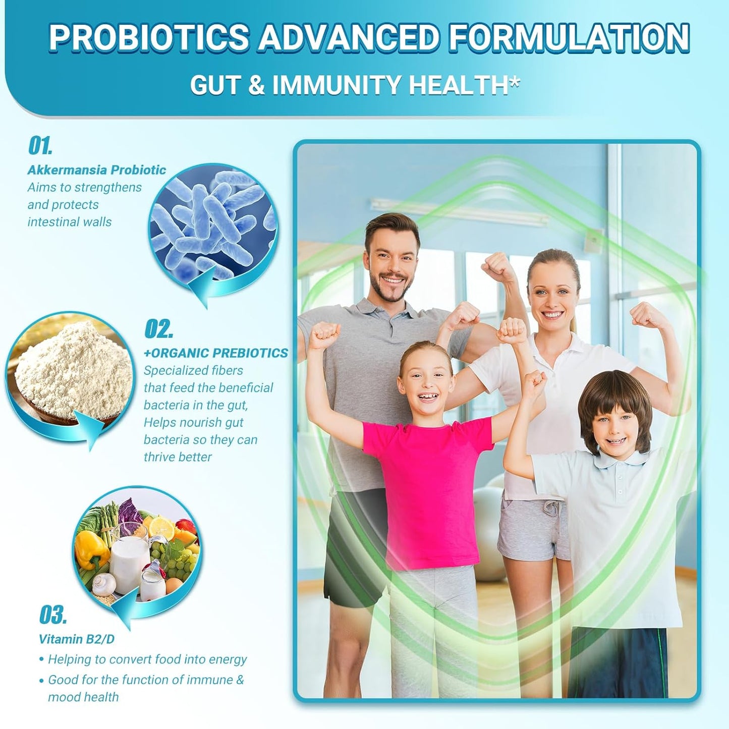 10 Billion AFU Niuloer Akkermansia & GLP-1 Probiotic with Organic Prebiotics - Digestive & Immune Support for Men & Women - Gut Health Supplement (60 Capsules)