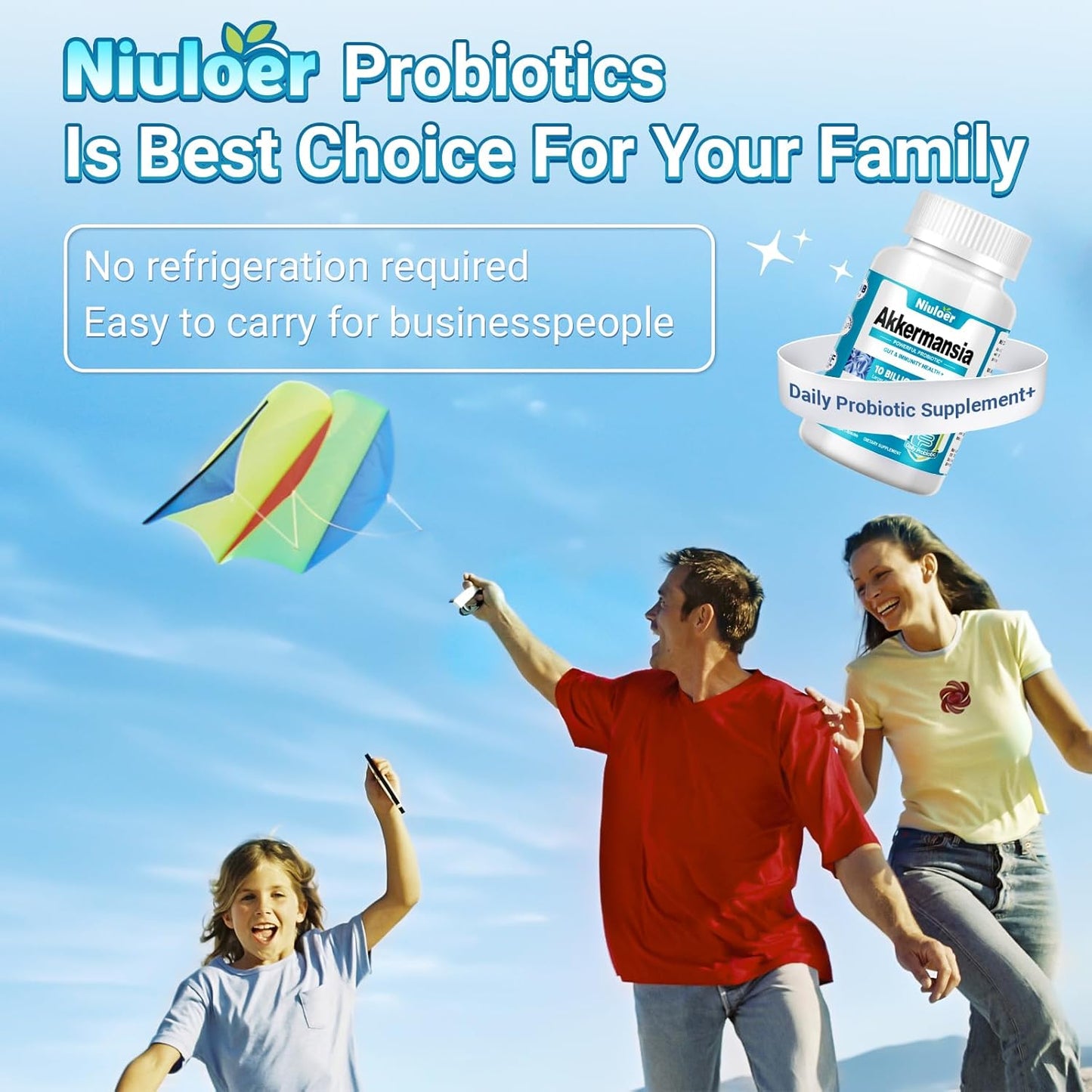 10 Billion AFU Niuloer Akkermansia & GLP-1 Probiotic with Organic Prebiotics - Digestive & Immune Support for Men & Women - Gut Health Supplement (60 Capsules)