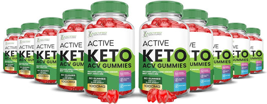 10 Pack ActiveKeto ACV Gummies - 1000MG Advanced Formula with Pomegranate & B12 - Vegan & Non GMO - 600 Gummies