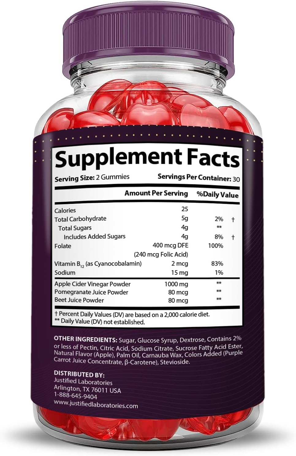10 Pack of Justified Laboratories X10 Boots Keto ACV Gummies - Advanced Formula 1000MG - Apple Cider Vinegar & Pomegranate Beet Juice - Vegan & Non GMO - 600 Gummies