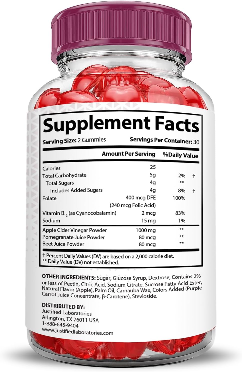 10 Pack of Justified Laboratories X10 Boots Keto ACV Gummies - Advanced Formula 1000MG - Apple Cider Vinegar & Pomegranate Beet Juice - Vegan & Non GMO - 600 Gummies