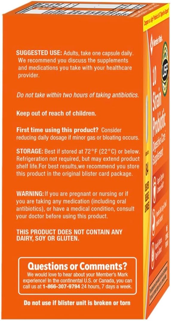 10-Strain Probiotic Supplement with 10 Billion CFU for Digestive & Immune Support - 84 Count, Compare to Leading Brands