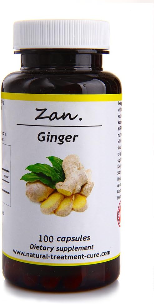 100 Capsules of Hekma Center Pure Ginger Root for Nausea Relief - Vegan-Friendly Supplement