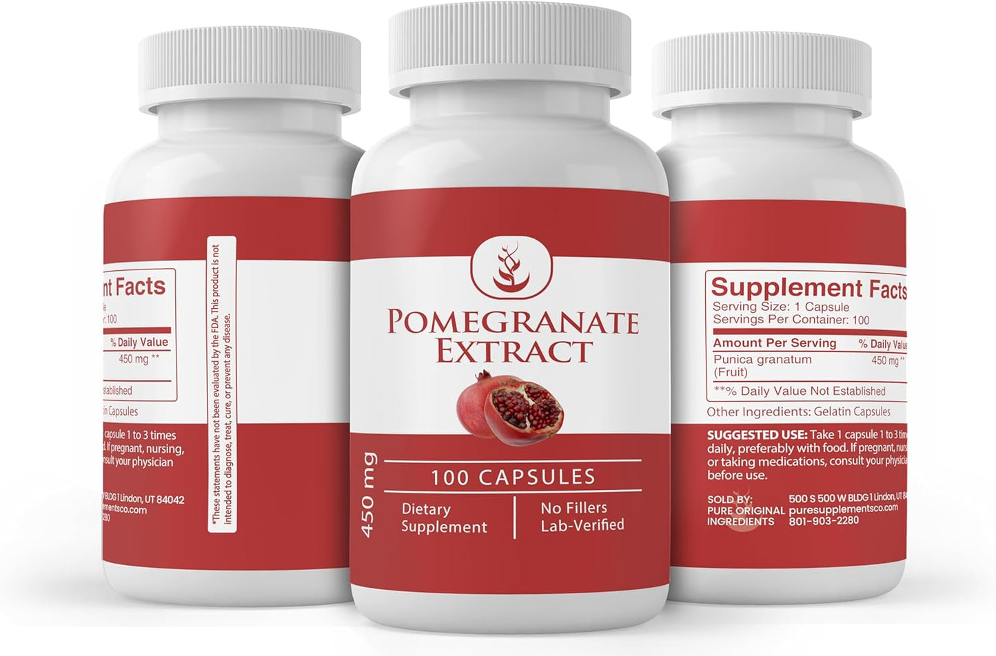 100 Capsules of Lab Verified Pomegranate Extract with Pure Original Ingredients - No Additives or Fillers
