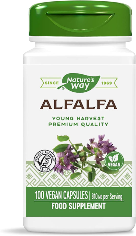 100 Capsules of Nature's Way Alfalfa Leaf Supplement for Immune Support and Digestive Health