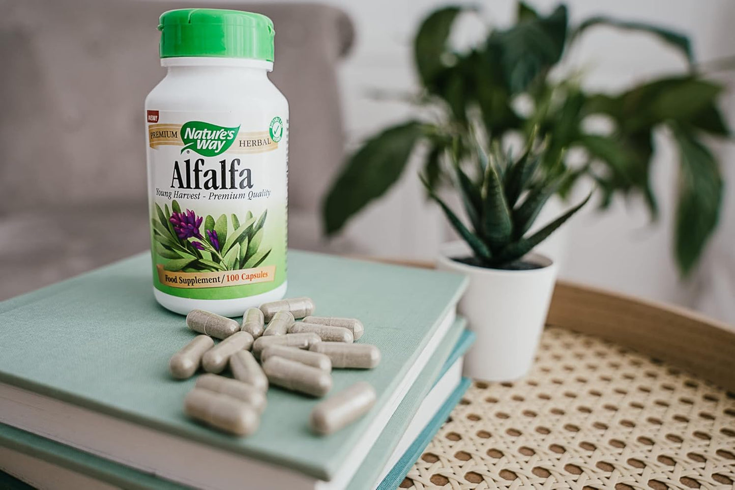 100 Capsules of Nature's Way Alfalfa Leaf Supplement for Immune Support and Digestive Health