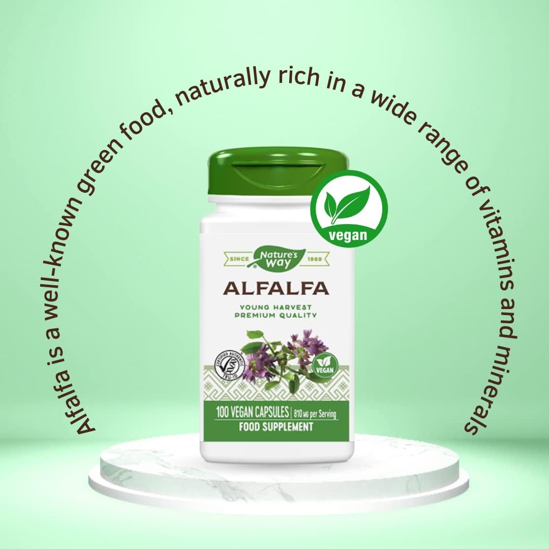 100 Capsules of Nature's Way Alfalfa Leaf Supplement for Immune Support and Digestive Health