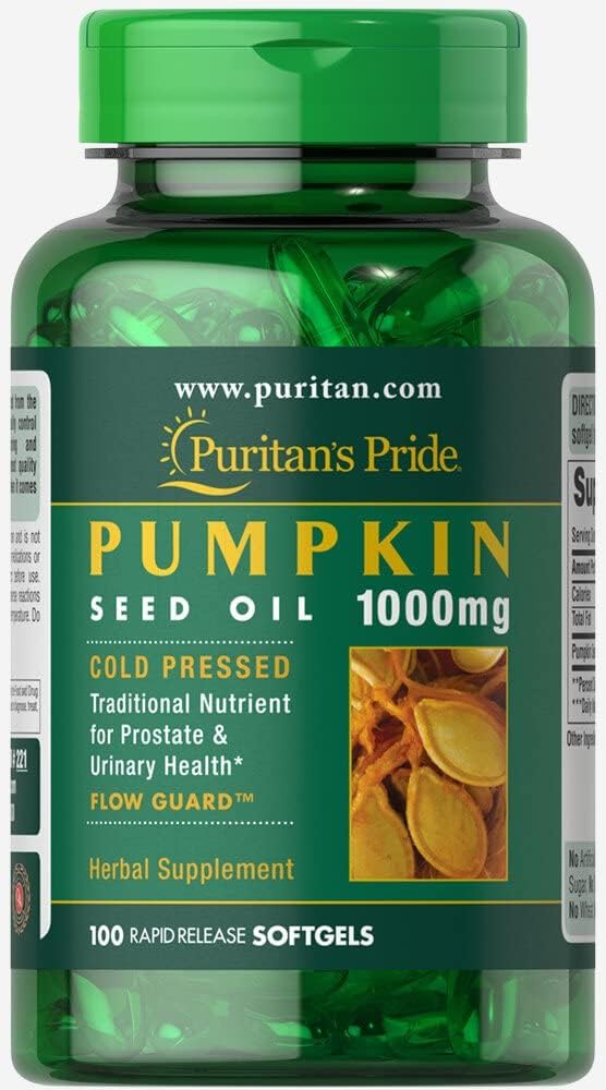 100 Count Puritan's Pride Pumpkin Seed Oil Capsules for Prostate & Urinary Health - Pack of 1