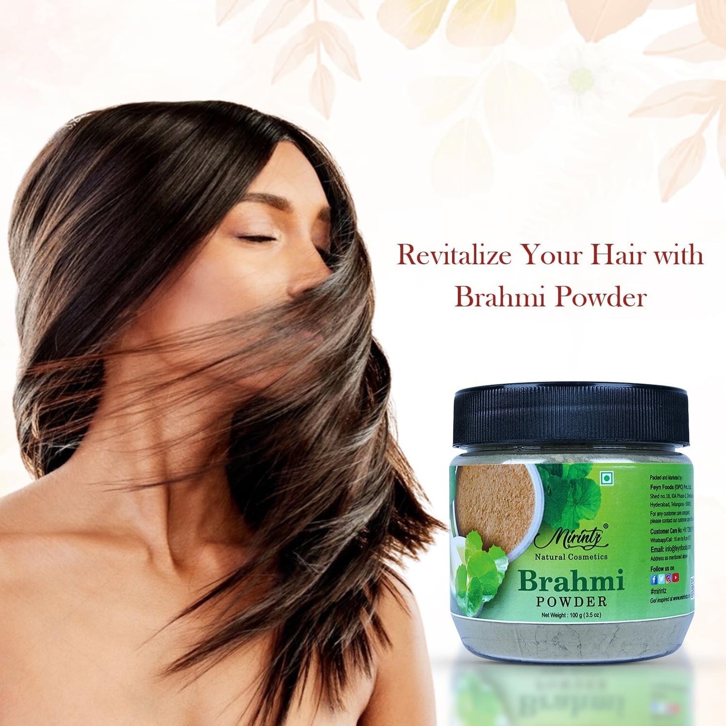 100% Natural Brahmi Powder for Hair Growth - 100g Pure Bacopa Monnieri Herbal Supplement - Ayurvedic Support for Healthy Hair - Herbal Hair Mix