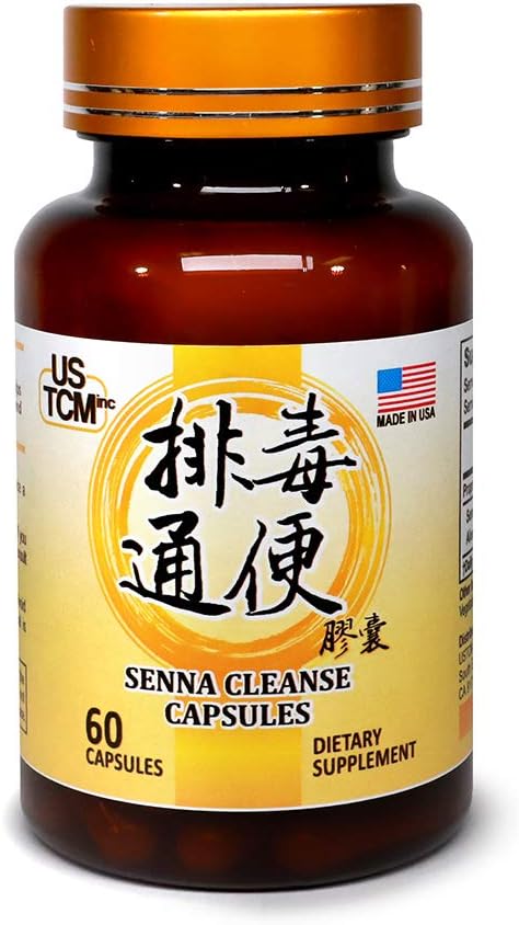 100% Natural USTCM Senna Cleanse Capsules - 60 Vegetable Capsules, 500mg, Extra Strength for Healthy Digestion and Regularity - Made in USA