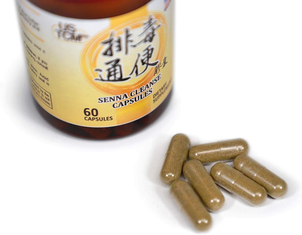 100% Natural USTCM Senna Cleanse Capsules - 60 Vegetable Capsules, 500mg, Extra Strength for Healthy Digestion and Regularity - Made in USA