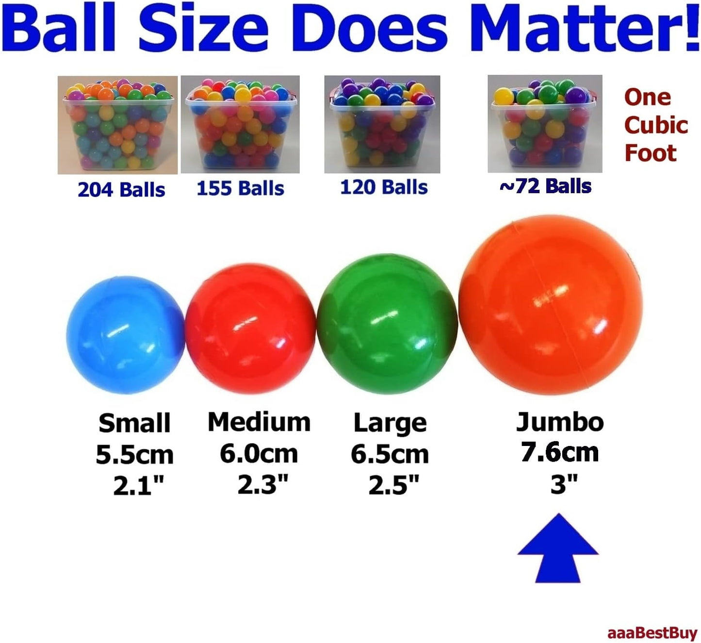 100 Pack Gold Jumbo 3" HD Commercial Grade Ball Pit Balls - Crush-Proof Phthalate Free BPA Free Non-Toxic Plastic
