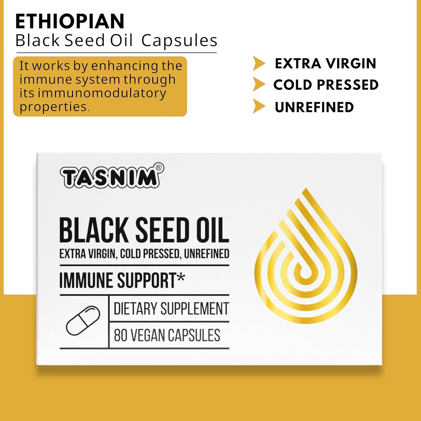 100% Pure Organic Cold-Pressed Black Seed Oil Capsules for Immune Support and Joint Comfort