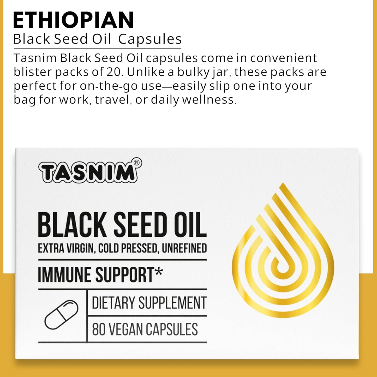 100% Pure Organic Cold-Pressed Black Seed Oil Capsules for Immune Support and Joint Comfort