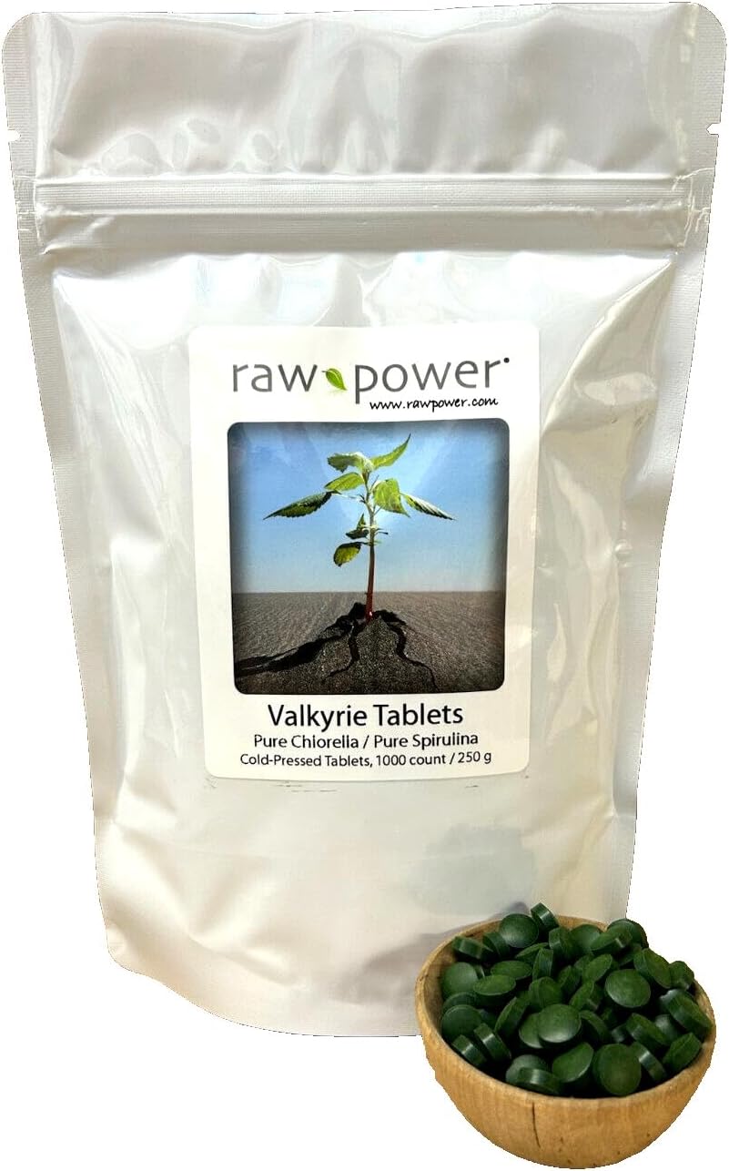 1000 Count Valkyrie Tablets for Pets, 250g Raw Power Cold-Pressed Pure Chlorella/Spirulina