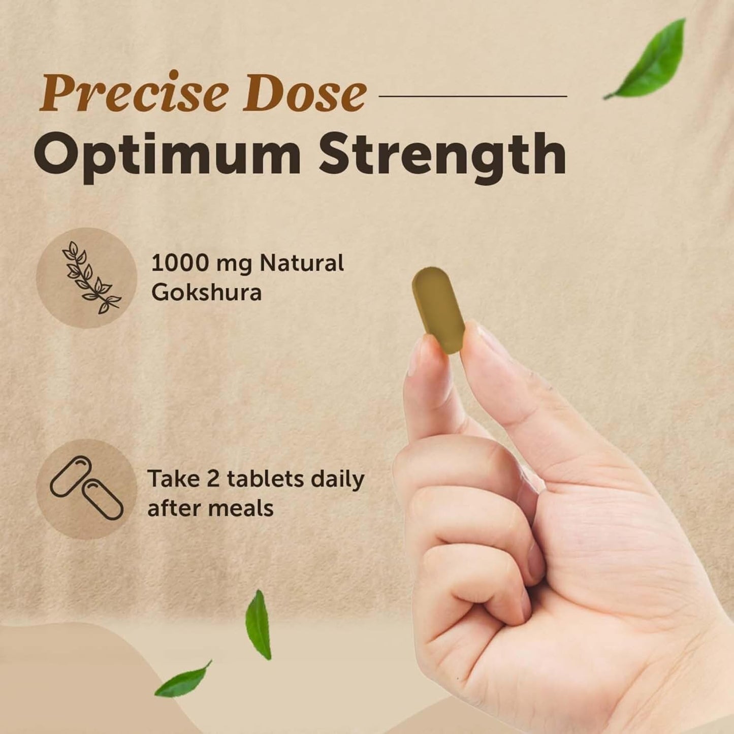 1000mg Gokshura Tablets - Boost Energy & Strength | 60 Tablets | Tribulus Terrestris Supplement for Energy & Wellness | Men & Women