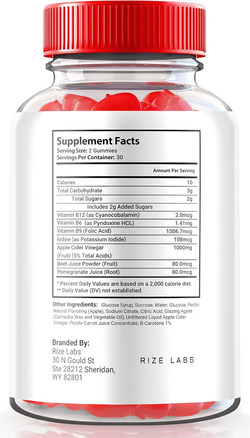 1000mg Rize Labs SlimDNA Keto Gummies - Advanced Slimming Formula & ACV Supplement - 60 Gummies