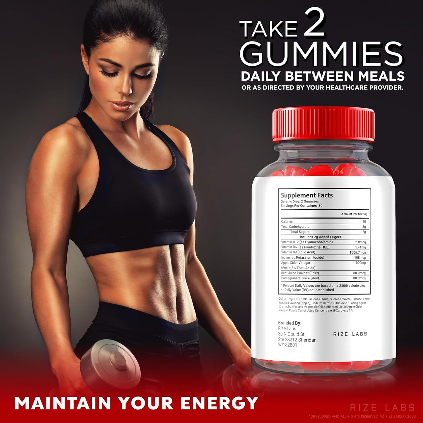 1000mg Rize Labs SlimDNA Keto Gummies - Advanced Slimming Formula & ACV Supplement - 60 Gummies