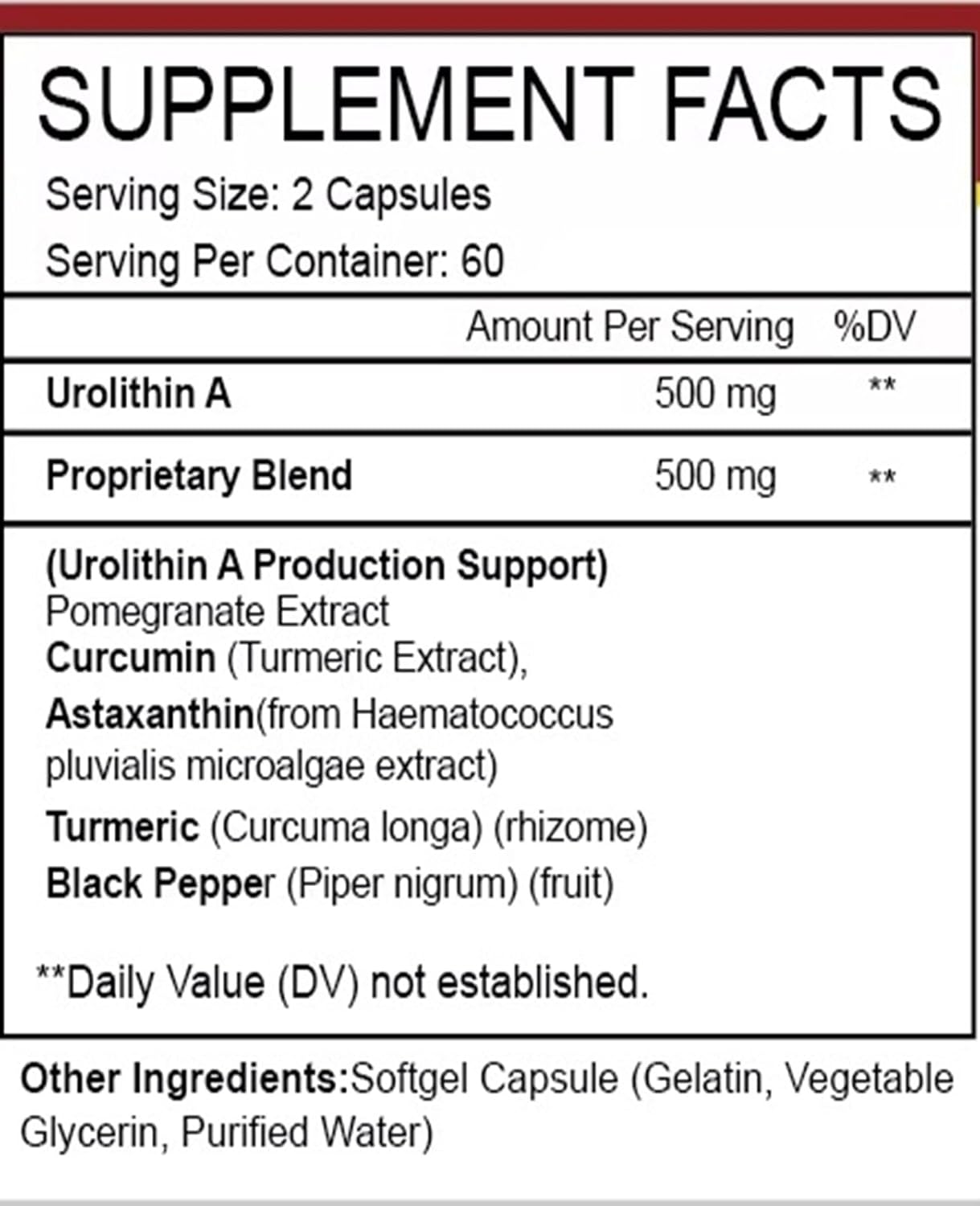 1000mg Urolithin A Supplement for Cellular Renewal, Muscle Strength, and Longevity - 60 Softgels