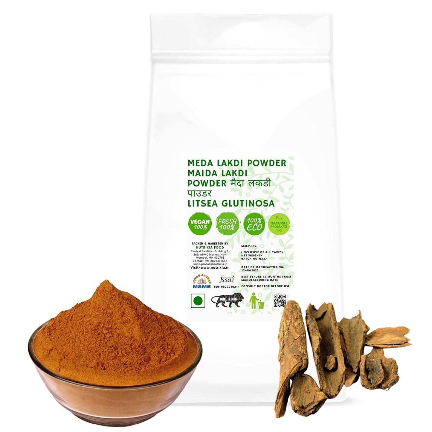100g Litsea Glutinosa Maida Wood Powder for Nutranix BHM Meda Lakdi - Natural Herbal Powder