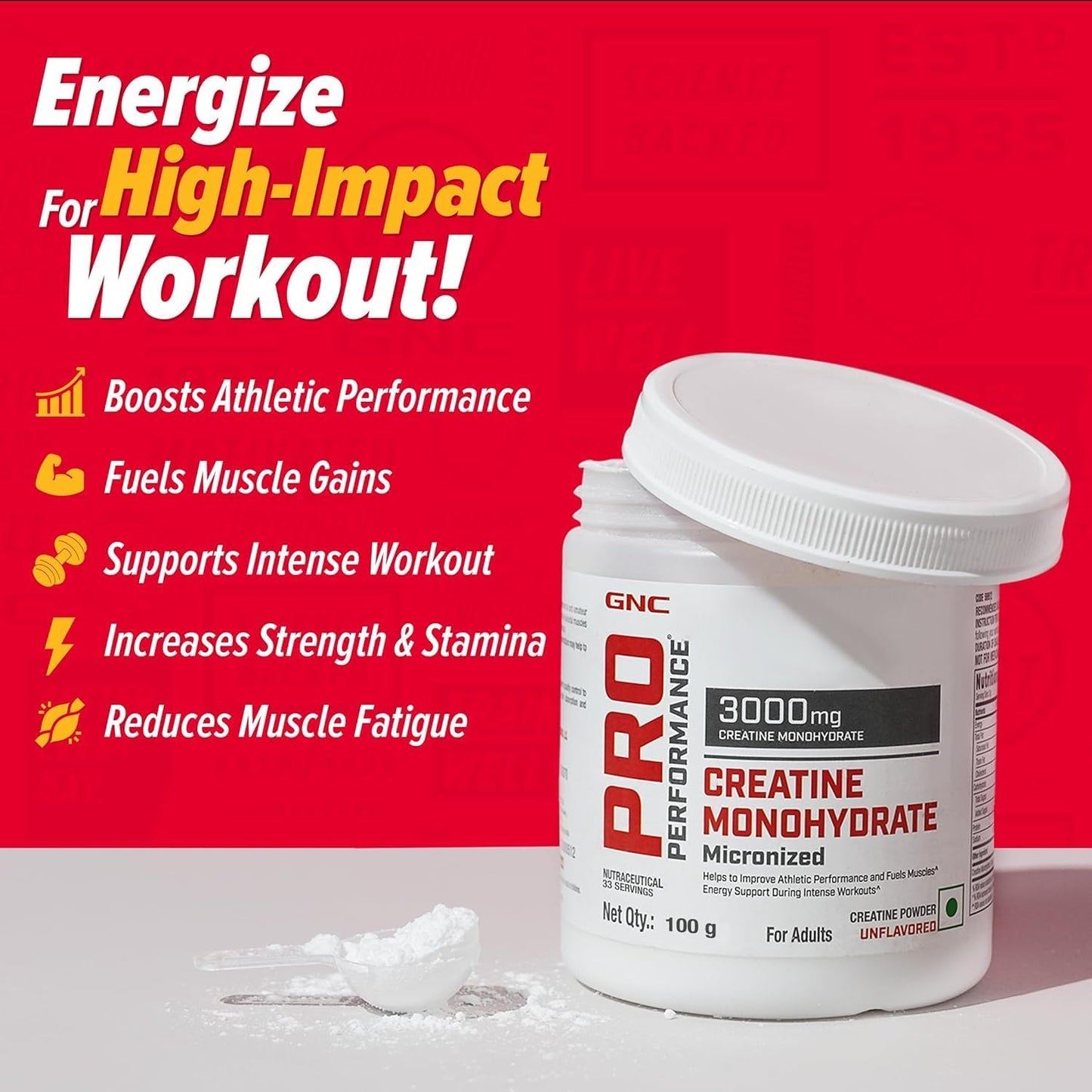 100g Micronized Creatine Monohydrate Powder - 33 Servings | Muscle Building Supplement