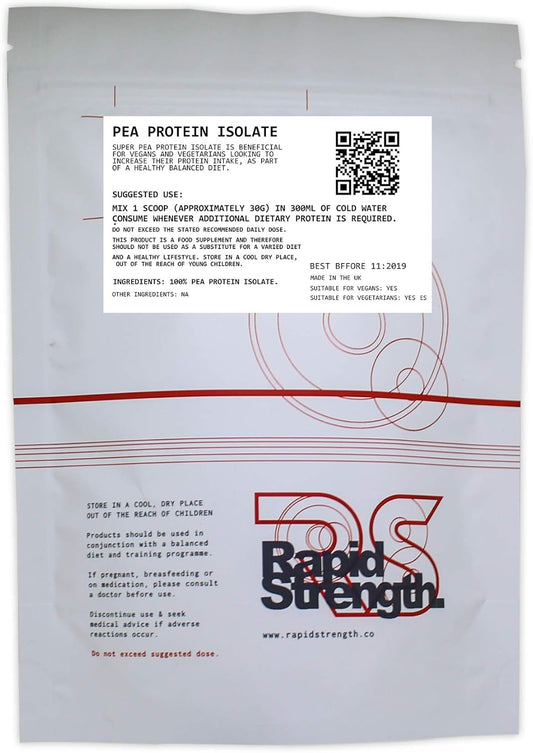 100g Rapid Strength Pure Pea Protein PRO Isolate - Non-GMO, Vegan, High Protein - USP Grade