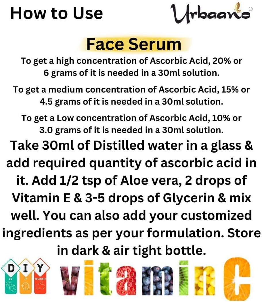 100gm Vitamin C Powder for DIY Serum, Soap, Cream, Lotion, Face Wash - Face, Skin & Body