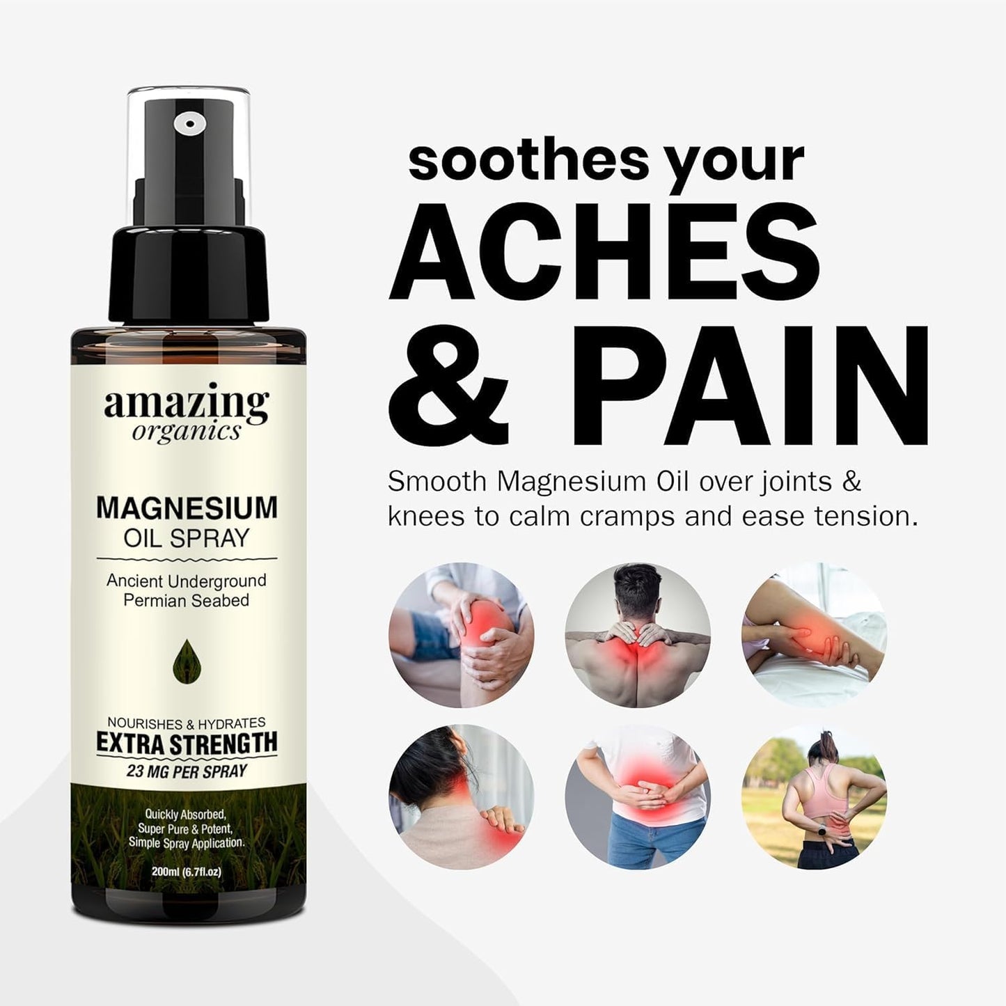 100ml AmazingOrganics Magnesium Oil Spray for Muscle Recovery, Better Sleep, Cramp Relief, Fitness Aid