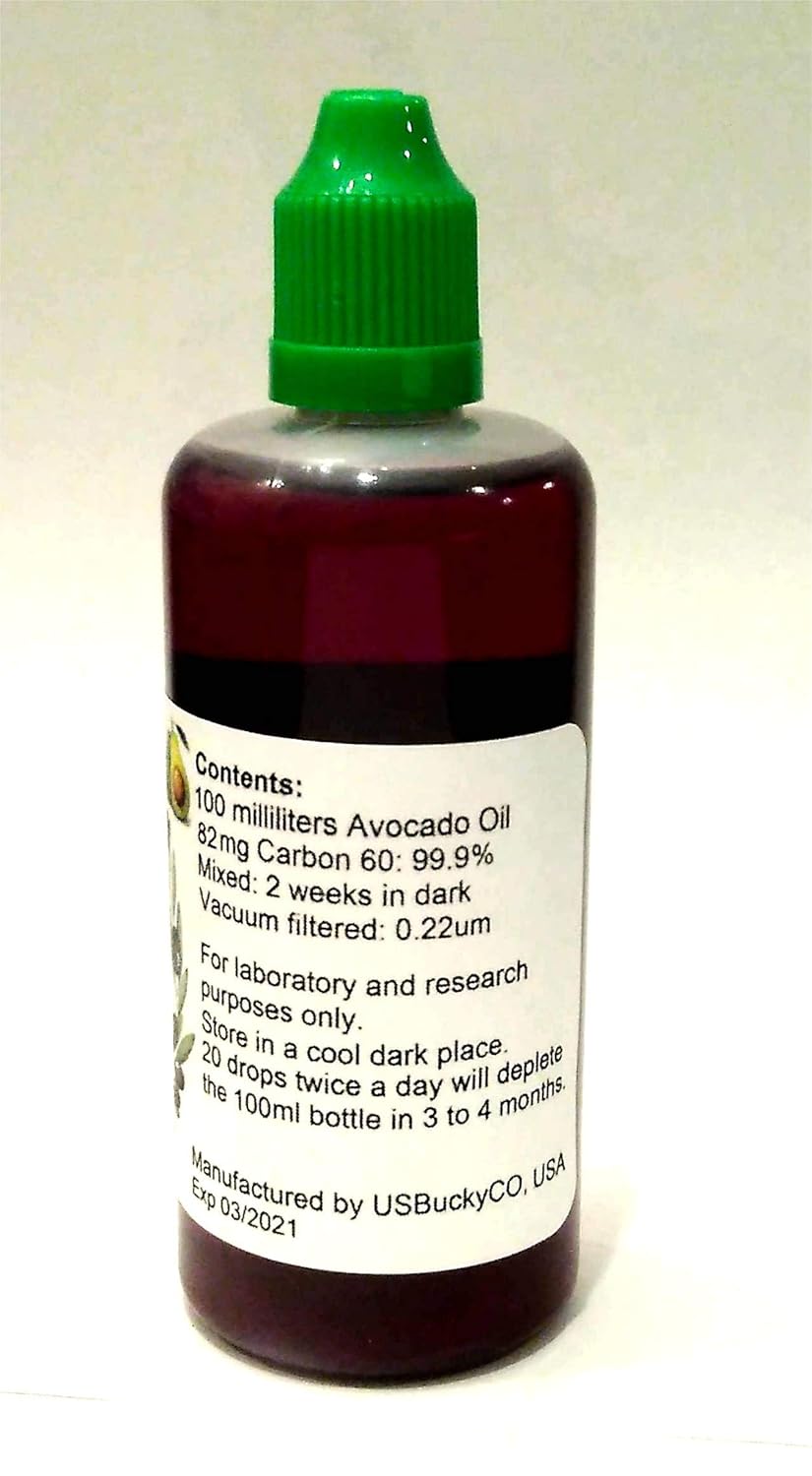 100ml Bucky's Oil C60 Avocado Oil with High 82mg Carbon 60 Concentration - 99.9% Pure