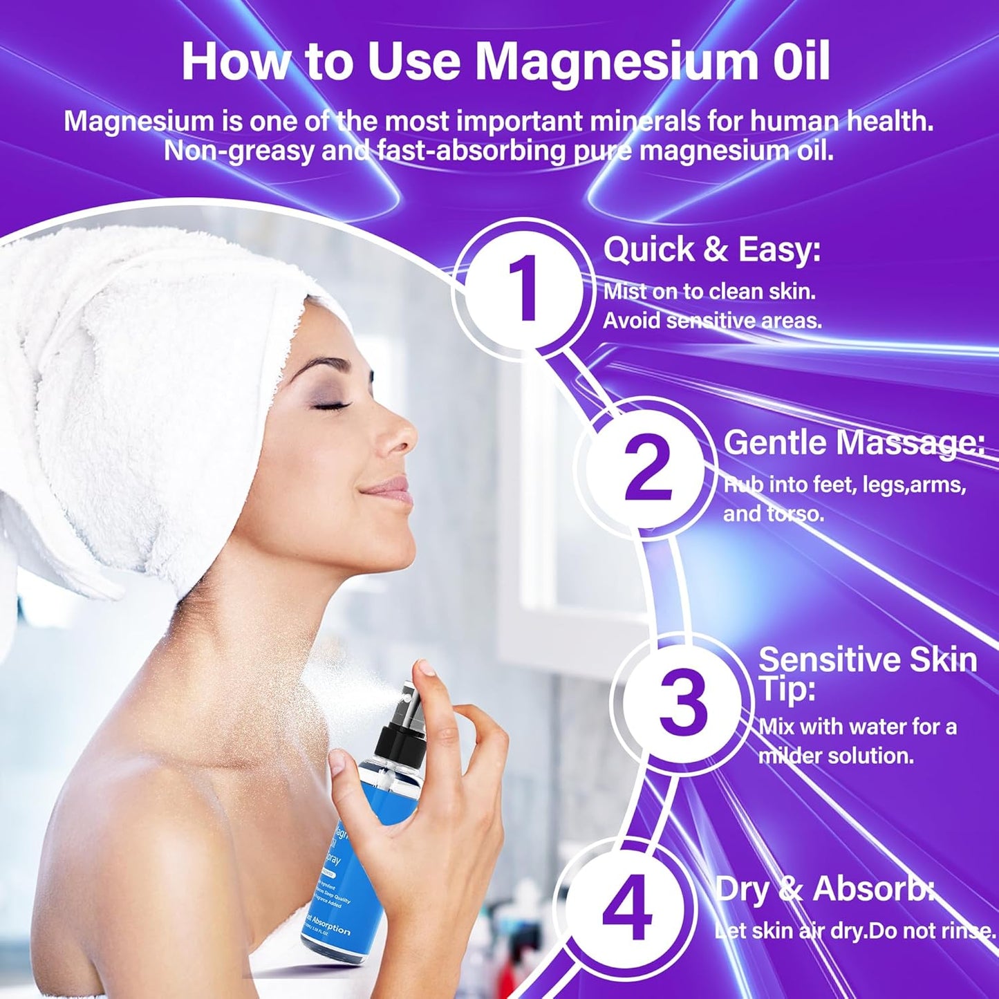 100ml Chamex Magnesium Oil Spray for Feet, Sleep, and Body - Pure Organic Natural Formula in Glass Bottle - Easy Absorption