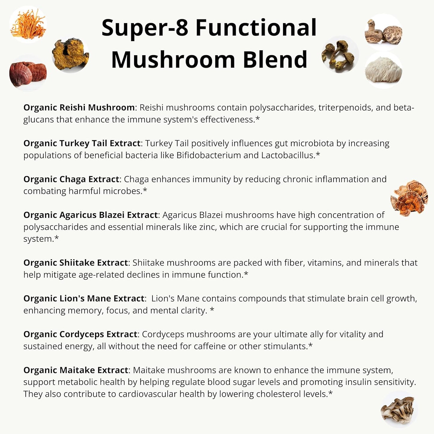 11-in-1 Complex Nootropic Mushroom Blend for Immune Boost & Energy Support - 4.7 oz - 60 Servings