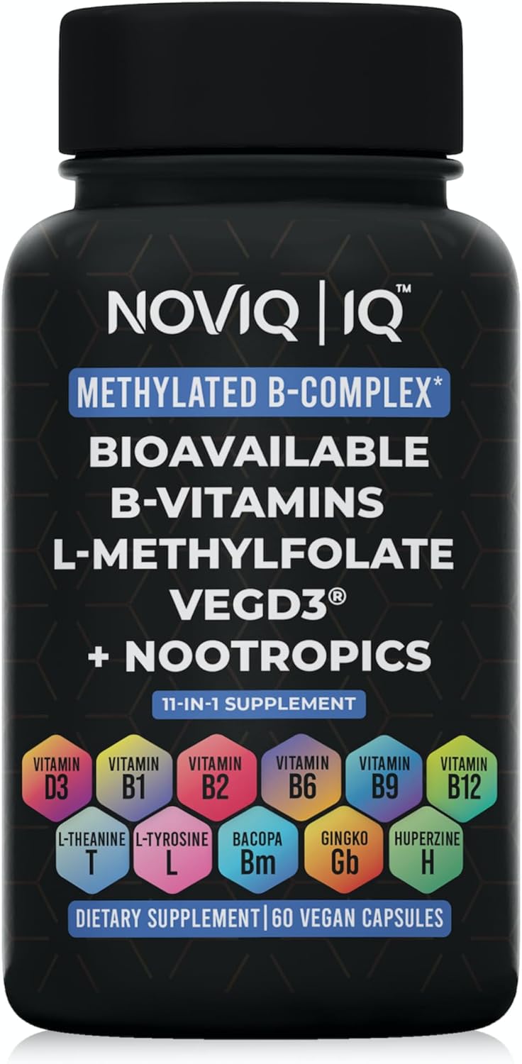 11-in-1 Methylated B-Complex Supplement with VegD3® and Nootropics - 1,100mg+ Serving - 60 Count