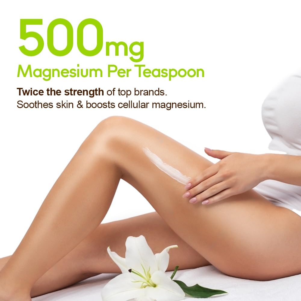 11,000mg Pure Magnesium Cream with Ashwagandha & Essential Oils for Kids & Adults - Non Greasy & Paraben-Free Relaxation Lotion for Calm Sleep & Muscle Relief
