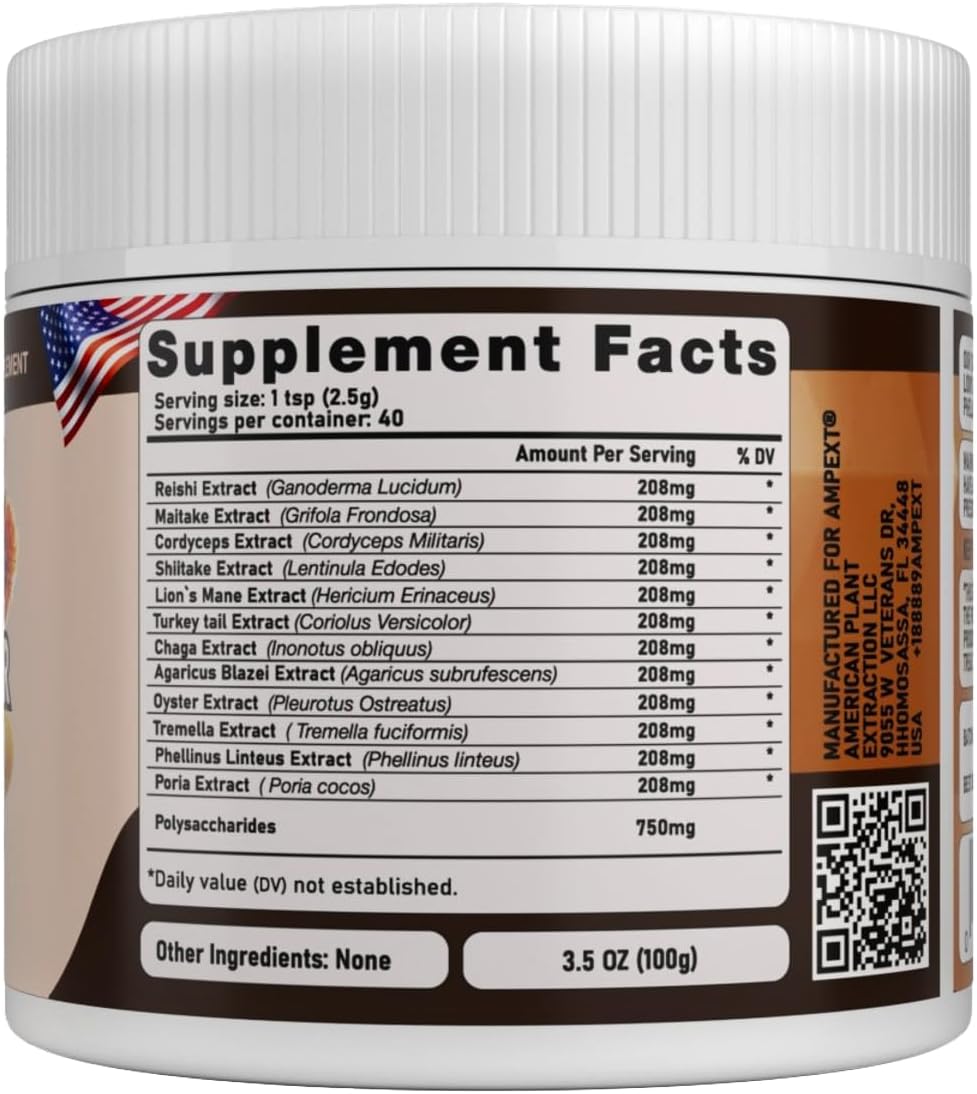 12-in-1 Synergy Power Mushroom Extracts for Immunity, Cognitive, & Heart Health - Premium Fruiting Body Complex