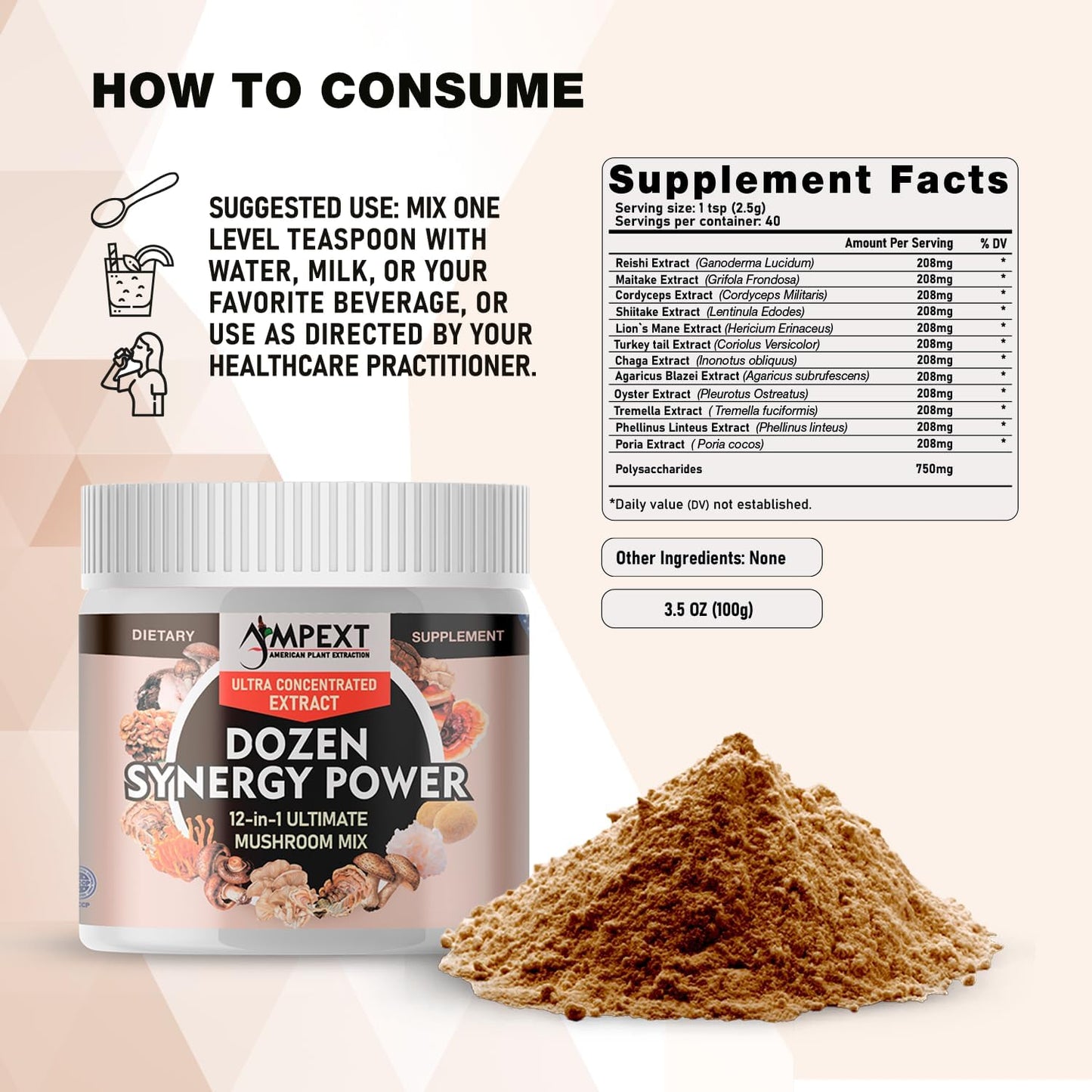 12-in-1 Synergy Power Mushroom Extracts for Immunity, Cognitive, & Heart Health - Premium Fruiting Body Complex