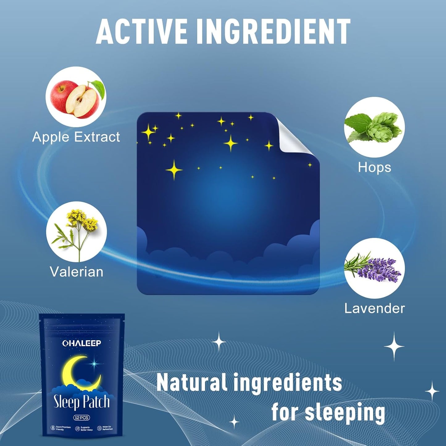 12 OHALEEP Dream Patch Sleep Patches for Adults, Extra Strength Sleep Aid for Improved Sleep Quality, Portable Patches for a Restful Night's Sleep