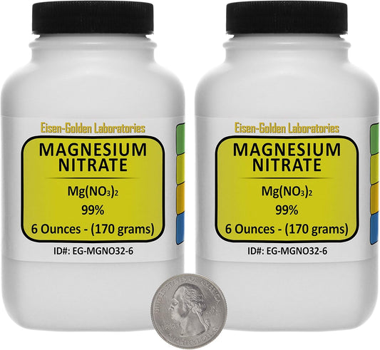12 Oz of 99% USP Food Grade Magnesium Nitrate Powder by Eisen-Golden Laboratories - Two Bottles