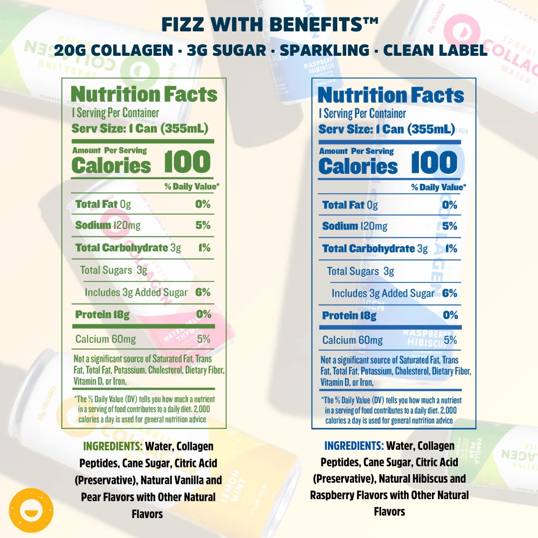 12-Pack Circle Sparkling Collagen Water Variety - Infused Drink with 20g Protein, Low Sugar, Keto-Friendly