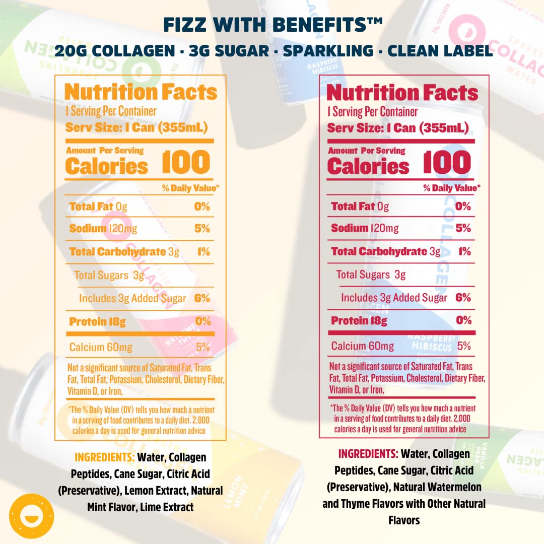 12-Pack Circle Sparkling Collagen Water Variety - Infused Drink with 20g Protein, Low Sugar, Keto-Friendly