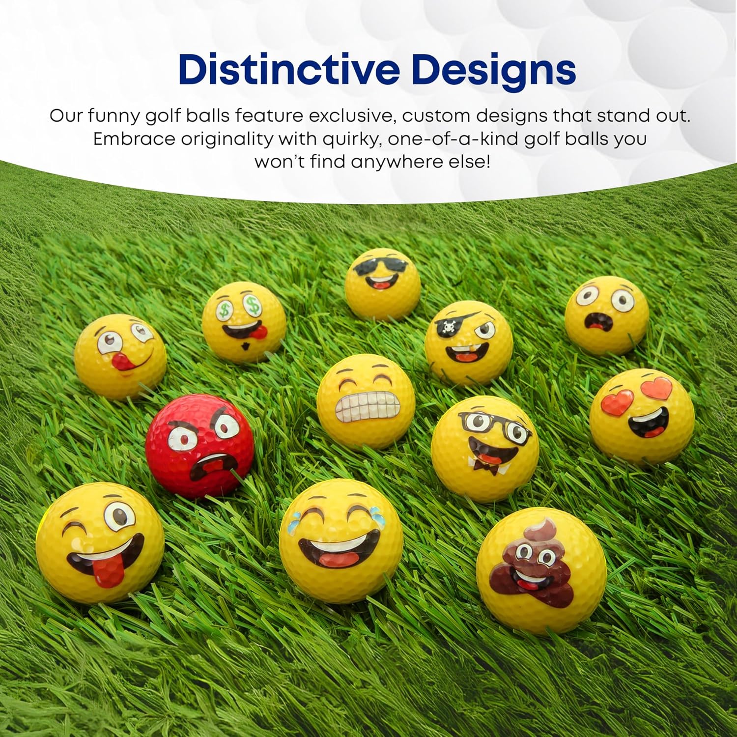 12-Pack Premium Emoji Golf Balls for Fun Practice - Novelty Golf Gift for Golfers - Unique Golf Accessories for Men, Women, Dads, and Kids