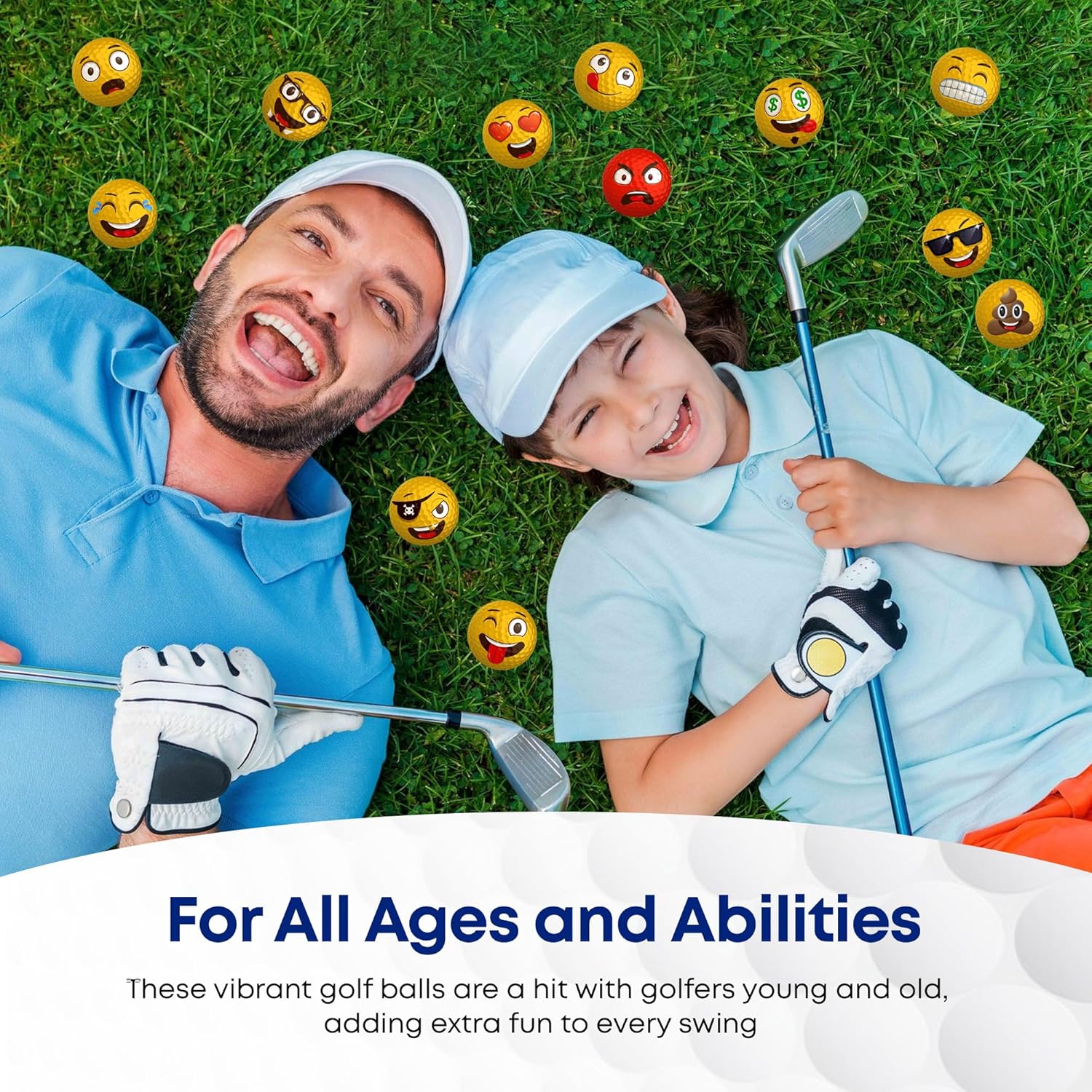 12-Pack Premium Emoji Golf Balls for Fun Practice - Novelty Golf Gift for Golfers - Unique Golf Accessories for Men, Women, Dads, and Kids