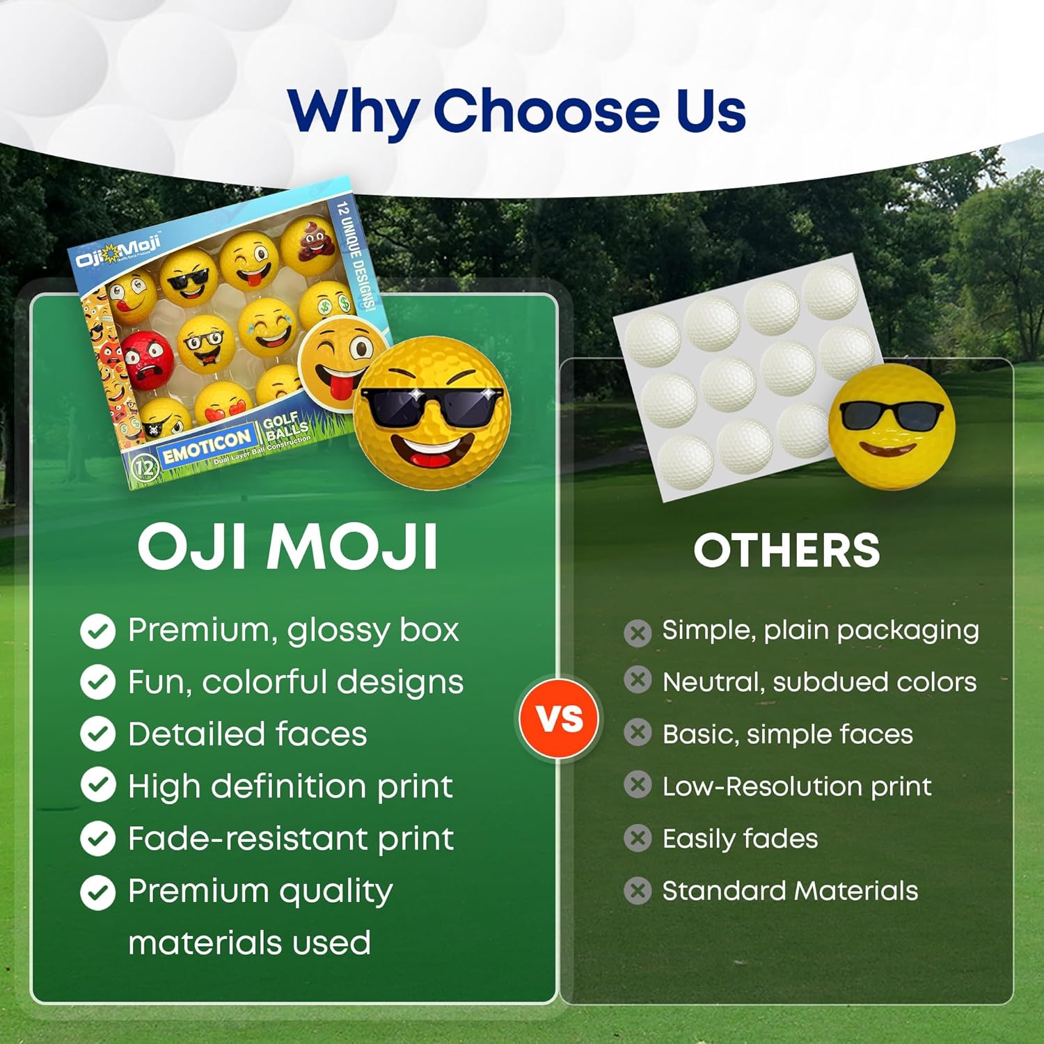 12-Pack Premium Emoji Golf Balls for Fun Practice - Novelty Golf Gift for Golfers - Unique Golf Accessories for Men, Women, Dads, and Kids