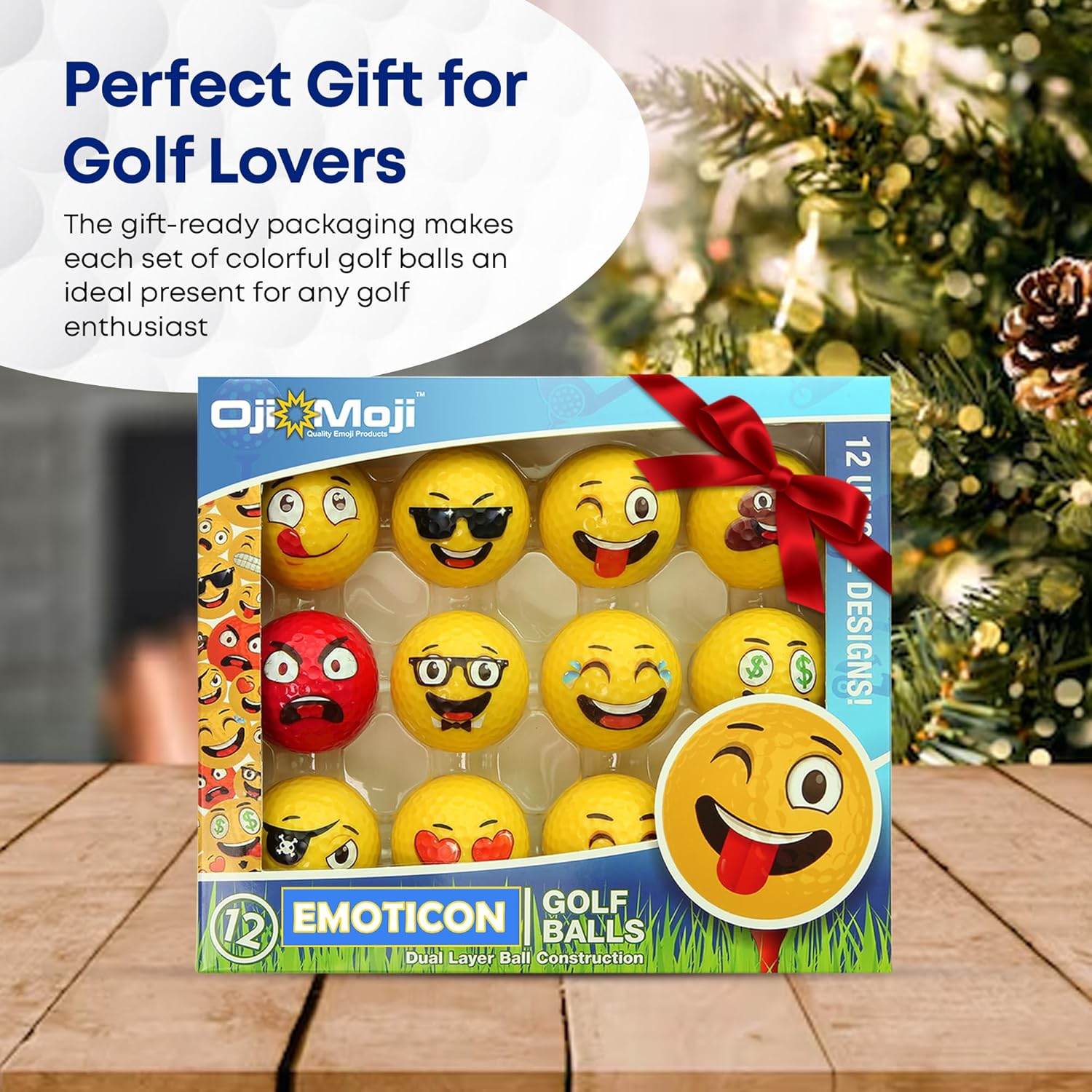 12-Pack Premium Emoji Golf Balls for Fun Practice - Novelty Golf Gift for Golfers - Unique Golf Accessories for Men, Women, Dads, and Kids