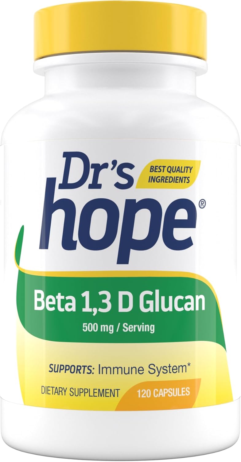 120 Capsules of Dr’s Hope Beta Glucan Supplement for Immune Support & Energy Boost - 500mg - Made in USA