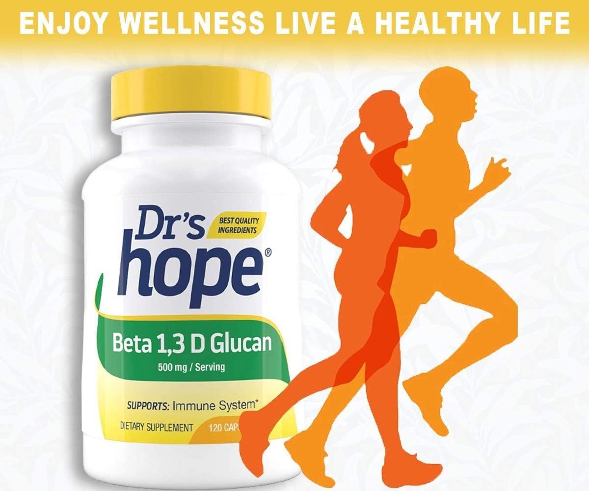 120 Capsules of Dr’s Hope Beta Glucan Supplement for Immune Support & Energy Boost - 500mg - Made in USA