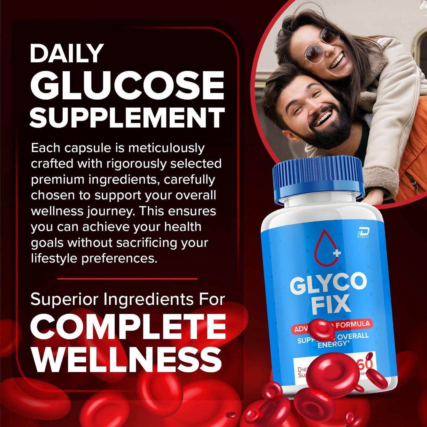 120 Capsules of Indelo GlycoFix Advanced Supplement - Natural Formula for Healthy Glyco Levels, Maximum Strength Daily Support