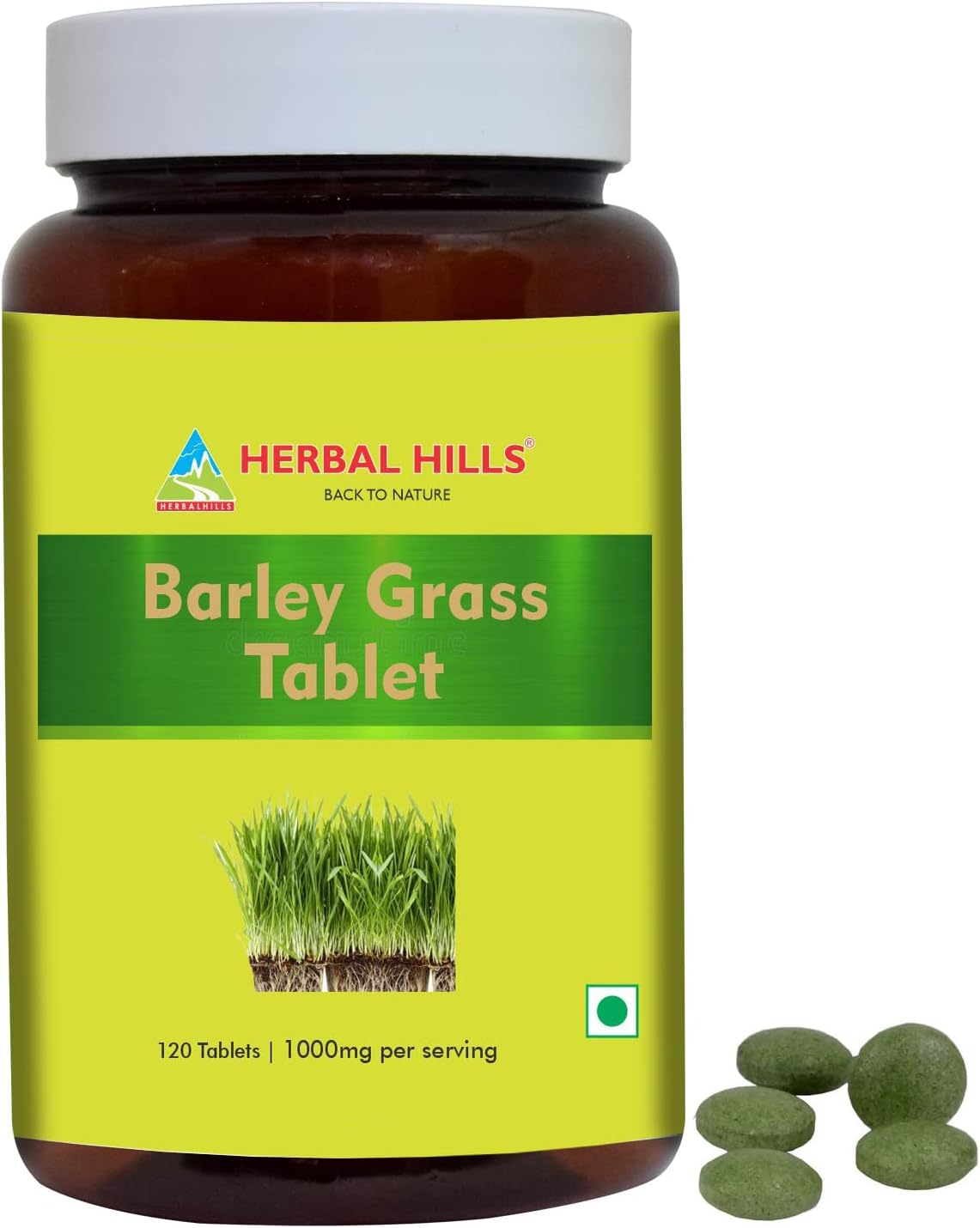 120 Count Vegan Friendly Barley Grass Tablets by HERBAL HILLS - Superfood Supplement