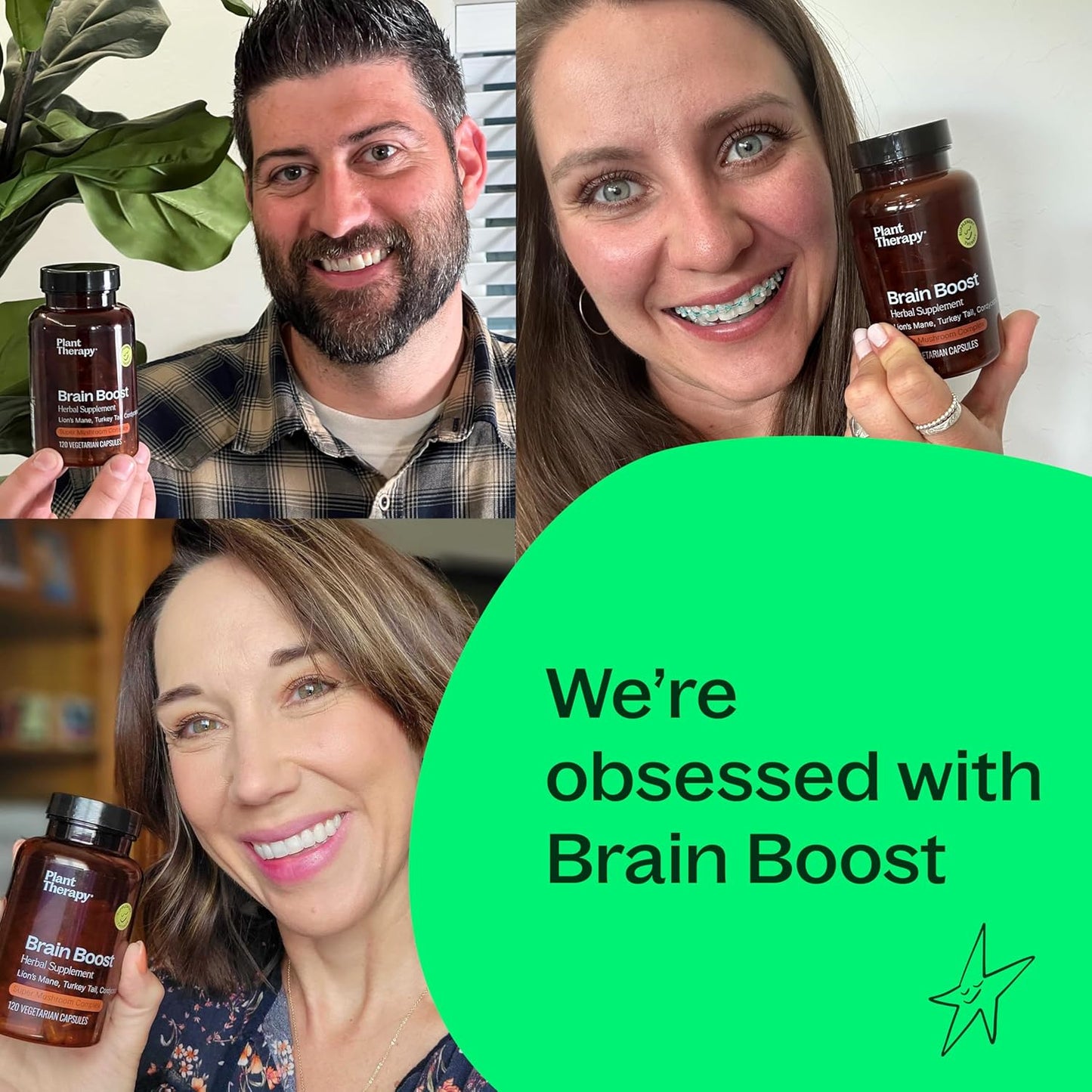 120 Plant Therapy Brain Boost Herbal Supplement Capsules - Memory & Focus Support - Neuron Function - Made in USA