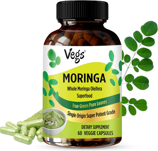 1200 mg Freeze Dried Moringa Oleifera Capsules - Immunity, Energy & Joint Health Support - 60 ct